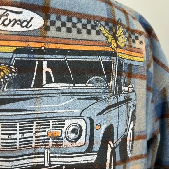Ford Bronco Official Licensed Blue and Tan Plaid Flannel Shacket Size Large - Picture 7 of 10